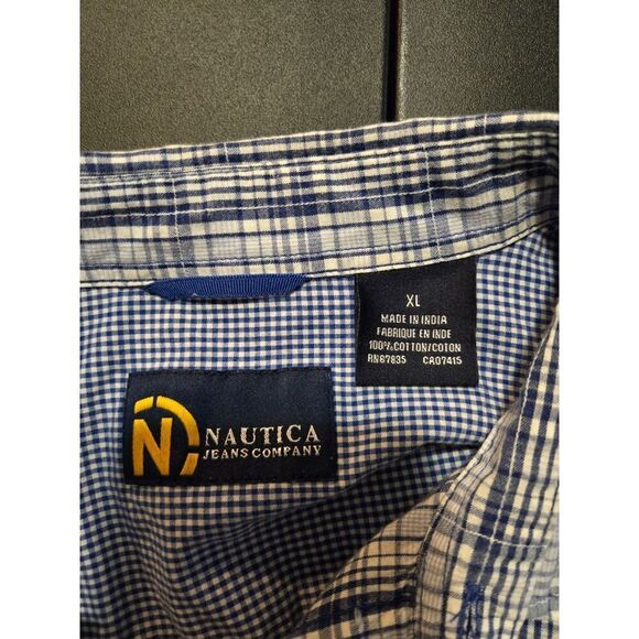 Nautica Men's Blue Plaid Short Sleeve Button Down Shirt Size XL - Picture 6 of 6